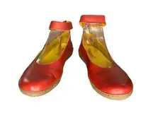 Josef Seibel Alea 03 Castoro Red Leather Ballet Flats With Ankle Strap Size 6/37