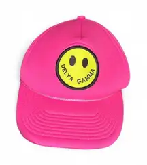 Pink Delta Gamma smiley face ball cap baseball hat