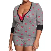 Victoria's Secret 11191197 Thermal Short Pajama Set Houndstooth Heart Small