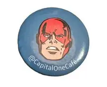 Vintage Capital One Cafe Button Pin Financial Superpower Promo Daredevil
