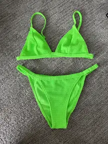 LA Hearts neon green bikini set