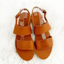SSEKO | Brown Leather Double Strap Sandal Sandals Open Toe Strappy | Size 8