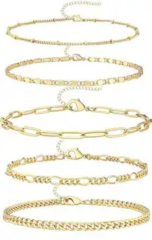 Ankle Bracelets for Women, 14k Gold Plated Waterproof