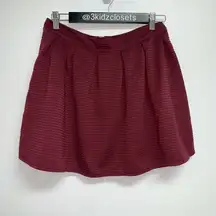 Aeropostale Bethany Mota Womens Mini Skater Skirt Size M Burgundy Ribbed Pleated