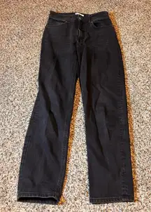 H&M Women's Black Denim Jeans‎ Size 4 High Waist Straight Leg Casual
