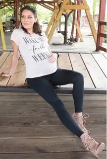 Preggo Leggings Small Postpartum Black Textured Belly Panel Knee Details