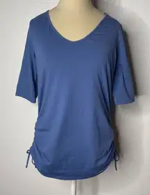 Columbia Size S Periwinkle Blue Scrunched Sides Top 3/4 Sleeve Shirt Activewear