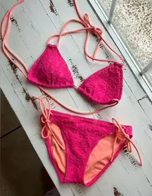 Victoria's Secret Victoria secret hot pink lace bikini set