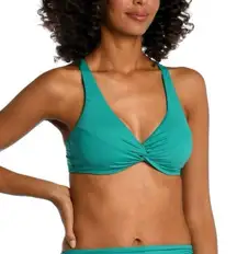 La Blanca Emerald Bikini Swim Top Front Twist Underwire 4 NEW
