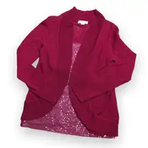 Coldwater Creek Jewel Tone Red Sequined Tank Cardigan‎ Set XS 4-6