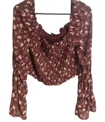 Floral Long Sleeve Crop Top