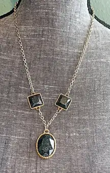 Artisan Crafted 2-Sided Pendant Necklace Brass Black NWT New Gift