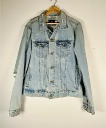 BDG Men's Jean Jacket Denim Distressed Light Wash URBAN OUTFITTERS Size Large