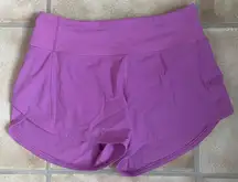 LULULEMON ATTACK THE TRACK SHORT 4" ENCHANTED IRIS ZIPPER POUCH SIZE 4 TALL