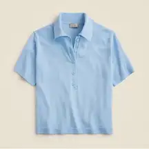 J.Crew Featherweight cashmere short-sleeve sweater-polo in Canary Blue, Size XS