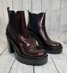 GUESS CBG BOOTS PATENT leather Burgundy SZ 9