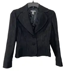 Ann‎ Taylor Black Blazer Textured Wool Blend 2 Button Size 4