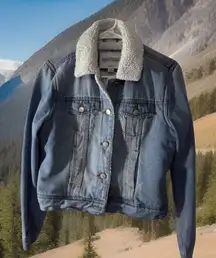 Y2K Women S Reserve Fairfax Denim Jean jacket with Faux fur Sherpa Grunge Chic‎