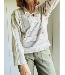 Billabong Beachy Hoodie Pastels Cream Size Medium Surfer Coastal Lace up