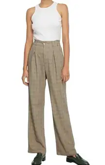 NWT LACAUSA Plaid Academia High Rise Wide Leg Trousers Sz XS