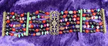 Lucky Brand Bracelet Colorful Beaded Wide Cuff Statement Southwest Boho Hippie
