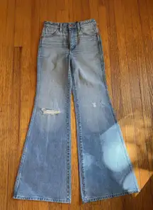 Wrangler Jeans Womens 25x34 Light Wash Wanderer High Rise Flare Distressed 622