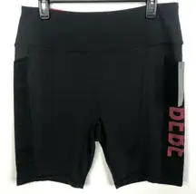 NEW Bebe Sport Net Mesh Pocket Biker Shorts in Black/Hibiscus Women's Plus Sz 2X