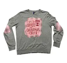 Unique Holiday Christmas Gray Sweatshirt I Run on Coffee and Christmas Cheer M L