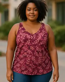 Lularoe‎ Womens Sleeveless Pink Floral Print Tunic Tank Top Strappy Back Size L