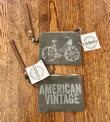 Set of 2 Recycled American Vintage Classic Stonewash Canvas wristlet bag NWT