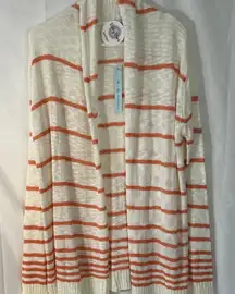 She + Sky Cream and Orange‎ Striped Open Knit Cardigan Size M/L