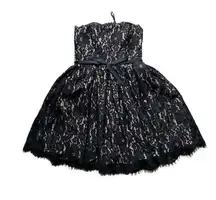 Robert Rodriguez for Niemen Black Lace Strapless Fit & Flare Party Dress Size 6