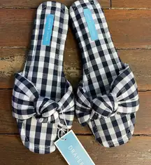 NWT Draper James Abbie Slides in Nassau Navy Gingham - Size M (7-8) 🧡🎀