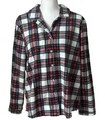 Ink+Ivy Womens Plaid Pajama Long Sleeve Button Down Notch Collar Top NWT