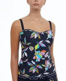 Profile by Gottex Women's Black Monaco Tropical Tankini Top 34D D Cup NWT