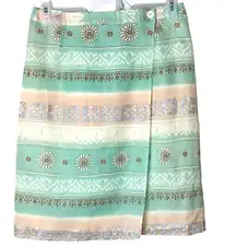 Vintage Silk Crossing Pointe‎ Southwest Aztec Chino Wrap Skirt Women’s 8