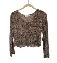 Hollister Cheetah Print Crop Top XS Mob Wife Leopard Rave Going Out Top Festival