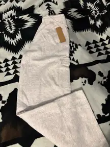 Grey and white cargo sweatpants