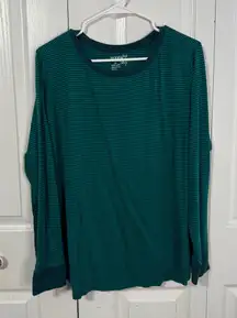 Terra & Sky blue green striped long sleeve tee size 2X