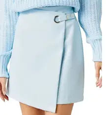 Francesca’s Paige Vegan Leather Light Blue Side Buckle Mini Skirt S