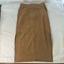 Aritzia  Wilfred Cremazie Midi Skirt Women sz 4 Brown Faux Suede Side Slit Pocket