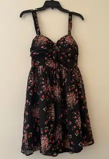 Candie's Black Floral Open Back Babydoll Dress Size 7
