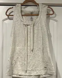 Lorna Jane Light heathered Gray Sleeveless‎ Hoodie Tank large