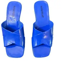 OLIVIA MILLER COBALT BLUE PVC SLIDE WEDGE SANDALS  SIZE 7 NWOB