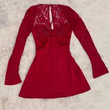 NWOT HOUSE OF CB Jennica Red Rose Satin And Lace Mini Dress sz XS