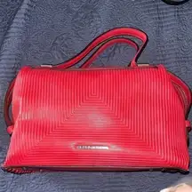 BCBG Generation Red Satchel Purse, 13 inches wide, 8 inches top to bottom.