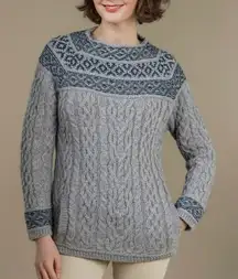 NEW Aran Mor M‎erino F‎‎air Isle Aran Sweater With Pockets‎‎ Medium