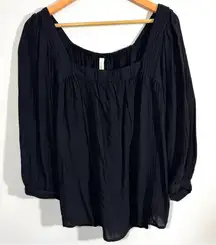 Gentle Fawn Rosas Black Textured Boho Blouse