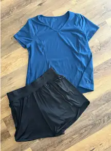 LANE BRYANT ‎ LIVI Activewear Workout Shorts & Short Sleeve SET -Women’s 14-16 L