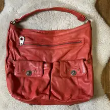 Marc Jacobs Hobo Red Turnlock. Leather Shoulder Bag Purse Slouchy